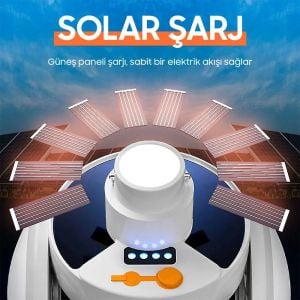 Premio PR-2038 Solar Panelli Şarjlı 5'li Katlanabilir Acil Durum Kamp Lambası