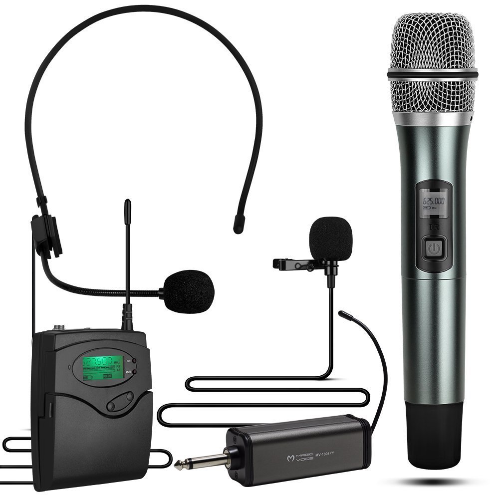 Magicvoice MV-1305YE Kablosuz Uhf Ekranlı 1 El+1 Yaka Telsiz Mikrofon
