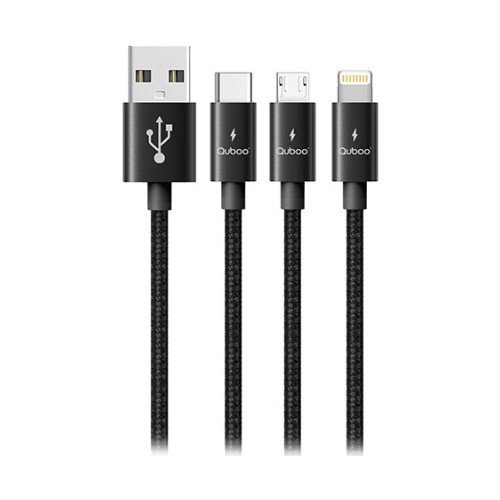 Hytech HY-X510 Quboo 1.2M 3A MicroUSB+Lightning+TypeC 3in1 Şarj Kablosu