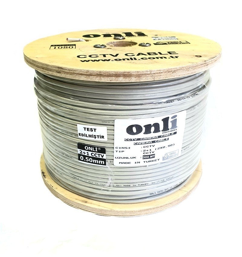 Onli 0.50mm 2+1 CCTV Kamera Kablosu 300Metre Yerli İmalat