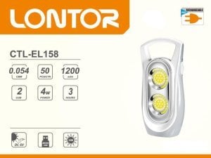 Lontor CTL-EL158 İki Kademeli Şarjlı 2 Cob Ledli Işıldak Fener