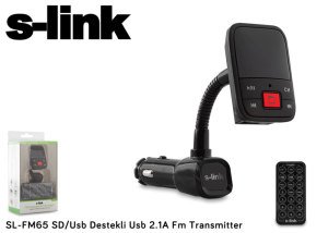 S-link SL-FM65 SD/Usb Destekli + 2.1A Usb Şarj Portlu Fm Transmitter
