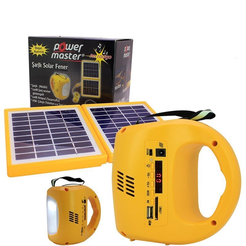 Powermaster Radyolu Şarjlı Solar Aydınlatma Seti