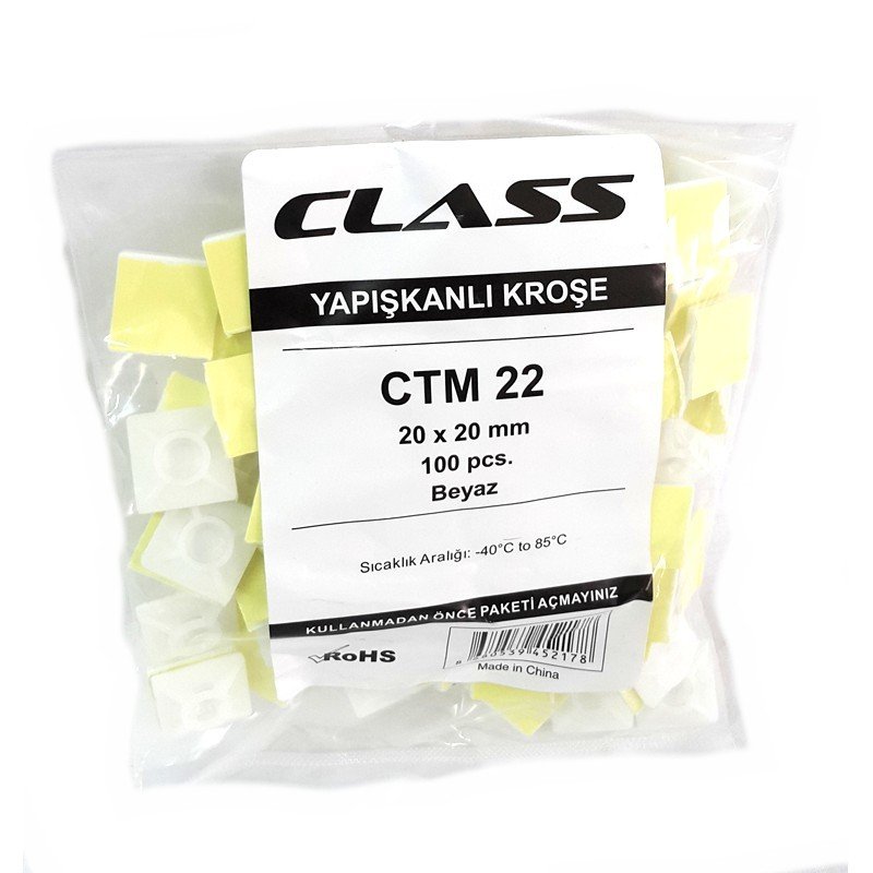 Class 20x20mm Yapışkan Kroşe 100 Adet