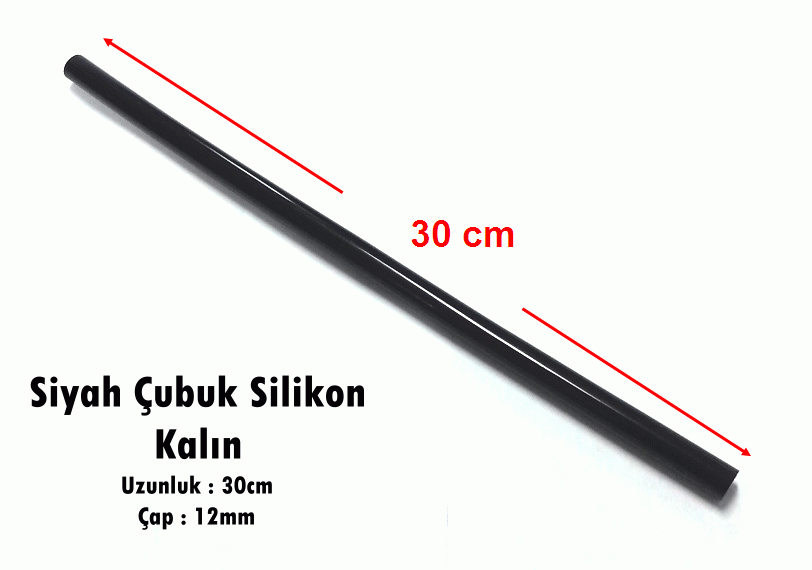 Siyah Çubuk Silikon Kalın - 11,2mm 30cm