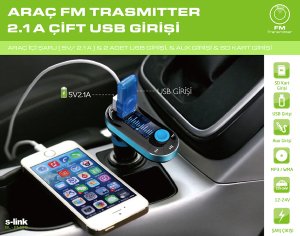 S-Link SL-FM66 Usb Şarjlı USB-SD FM Transmitter