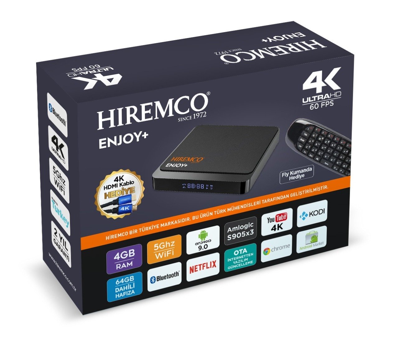 Hiremco Enjoy+ Android 4K Tv Box 4Gb Ram 64Gb Hafıza Çift Kumandalı