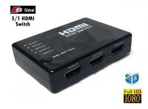 Powermaster 5 port HDMI Switch Kumandalı 3D Uyumlu