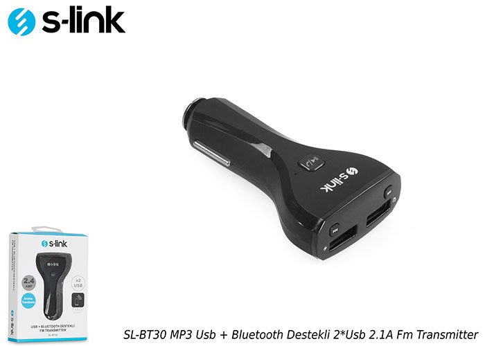 S-link SL-BT30 MP3 USB - Bluetooth Destekli 2 USB Li Transmitter