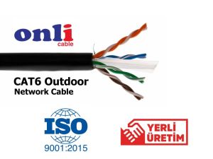 Onli 24AWG PE Dış Ortam Cat6 Outdoor Kablo 500mt Siyah