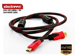 electroon 3Metre Örgülü HDMI Kablo Full HD 1080p v1.4