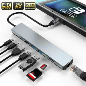 electroon Type-C 8in1 USB 3.0 tip C USB-C Hub 4K HDMI Dönüştürücü