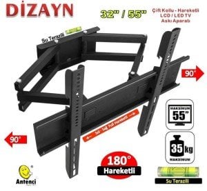 Dizayn 40'' Çift Kollu Hareketli LCD-LED TV Askı Aparatı