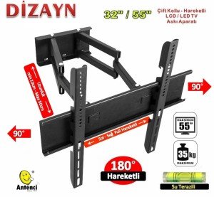 Dizayn 42'' Çift Kollu Hareketli LCD-LED TV Askı Aparatı