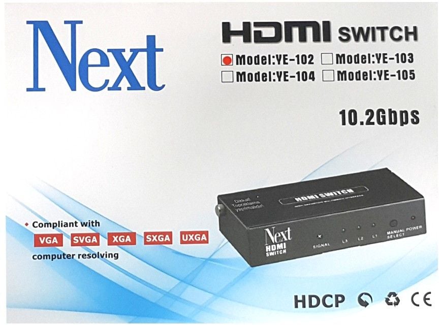 Next YE-102 2x1 HDMI Switch - 2 Port Kumandalı