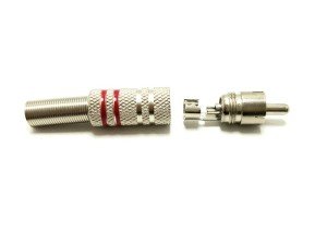 electroon RCA Erkek Fiş Metal Gümüş - Kırmızı Çizgili