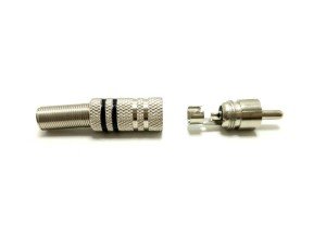 electroon RCA Erkek Fiş Metal Gümüş - Siyah Çizgili