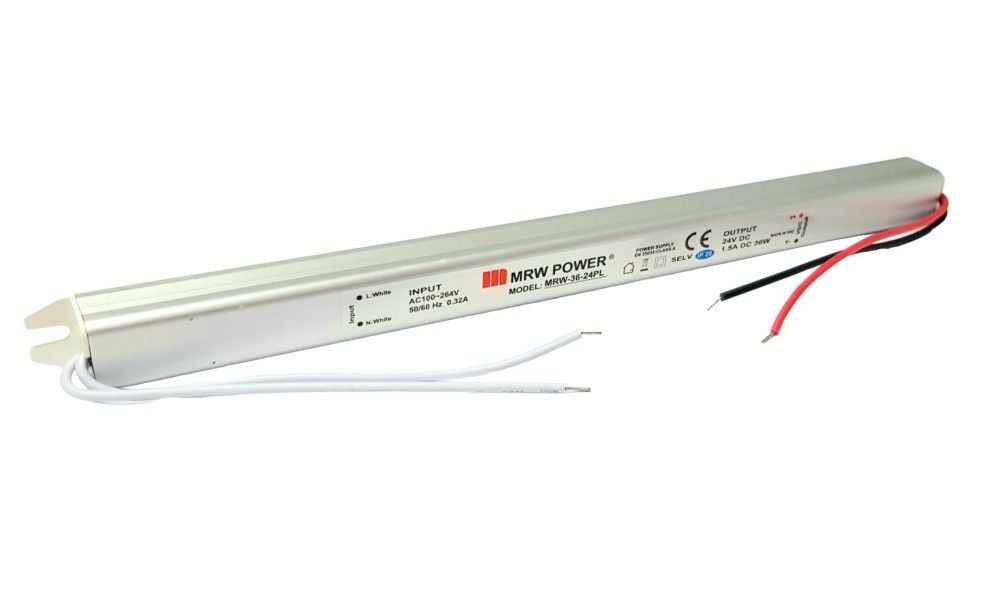 Mervesan 24V 1.5A Metal Kasa Slim ince Adaptör MRW-36-24PL