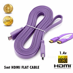 ROSE 5Metre Flat HDMI Kablo 1.4v Eflatun