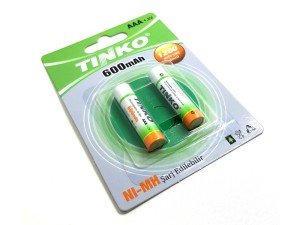 TINKO 600mAh Şarjlı AAA ince Kalem Pil 1.2V Ni-MH