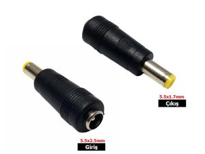 electroon 5.5x2.5mm - 5.5x1.7mm Çevirici Jak Fiş