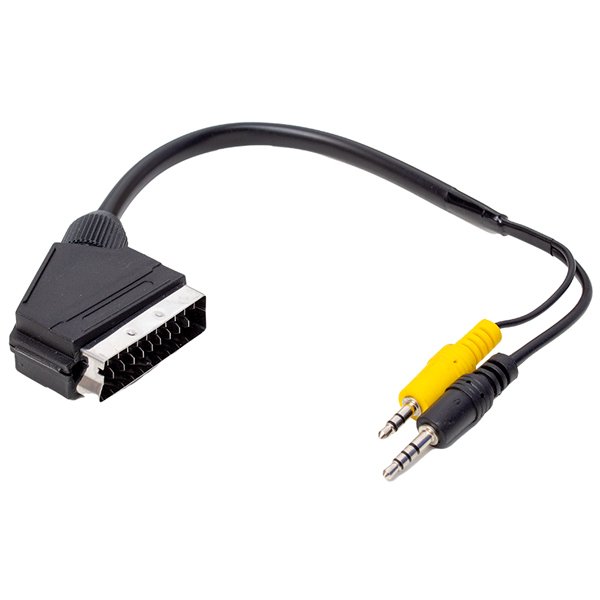 Uydu Alıcısı AV Kablo 3.5Mm Stereo Erkek-Scart Kablo 35Cm Uzun-Kısa Jack Bir Arada