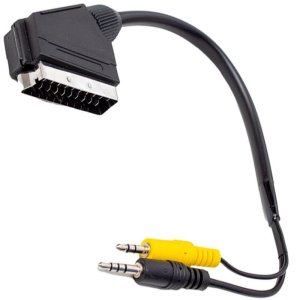 Uydu Alıcısı AV Kablo 3.5Mm Stereo Erkek-Scart Kablo 35Cm Uzun-Kısa Jack Bir Arada