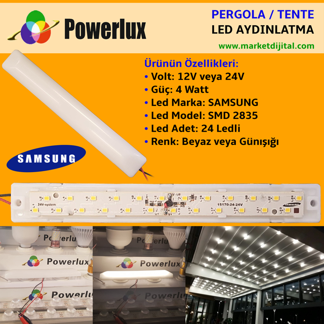 Pergola Tente Led Aydınlatma Samsung 2835 Ledli 4W