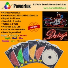 Powerlux A Kalite 12 Volt 6x12mm Esnek Neon Led (5 Metre)