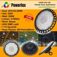 200 Watt UFO LED Yüksek Tavan Armatürü Beyaz