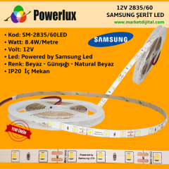 Samsung 12V 2835 Tek Çipli 60 Led Şerit Led (5 Metre)