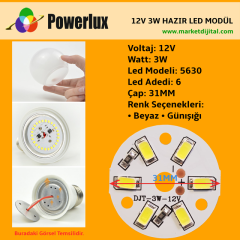 12 Volt 3 Watt SMD 5630 Ledli Hazır Led Modül 31MM