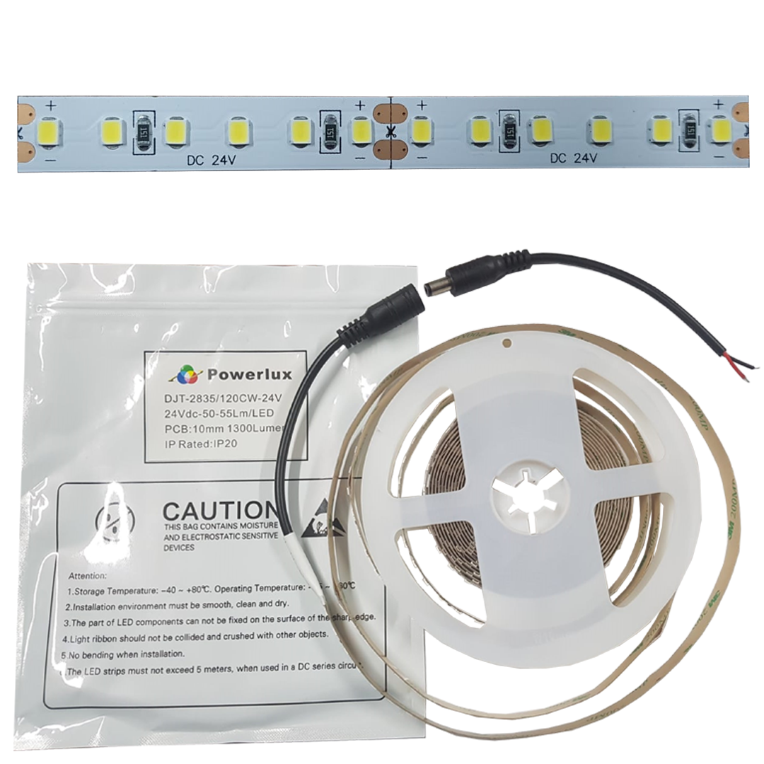 Powerlux 24Volt 2835 Tek Çipli 120 Led Şerit Led