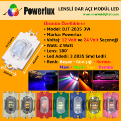 Powerlux 12 Volt 2 Watt Lensli Dar Açılı Modül Led