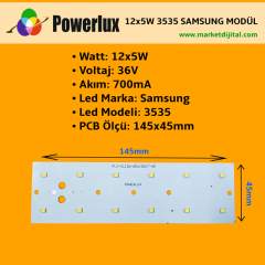 12x5 Watt Samsung 3535 Ledli Modül 145x45mm