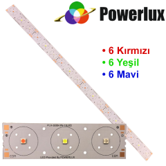 Powerlux Tek Renk Pcb 18 Led RGB (6Yeşil 6 Mavi 6 Kırmızı)