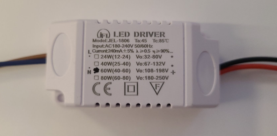 JEL-1806 Avize Led Driver 60w 108-198V 240mA