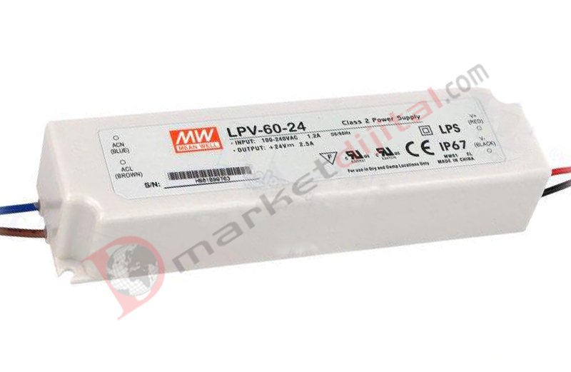 LPV-60-24 24 Volt 2.50 Amper IP67 Meanwell
