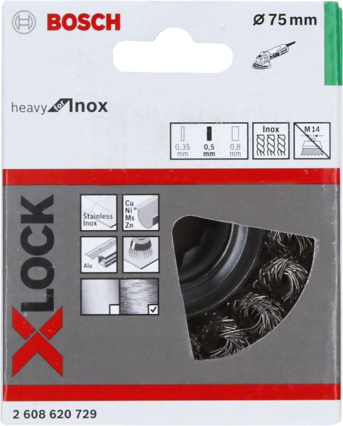 Bosch - X-LOCK - Heavy Serisi Inox İçin Burgulu Tel Fırça 75*0,5 mm 2608620729