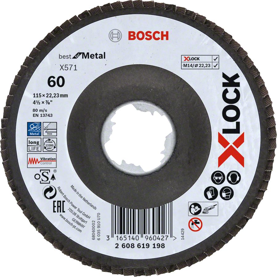 Bosch - X-LOCK - 115 mm 60 Kum Best Serisi Metal Flap Disk 2608619198