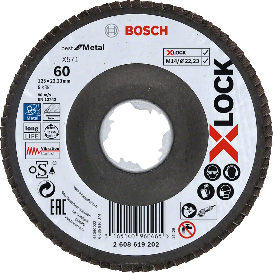 Bosch - X-LOCK - 125 mm 60 Kum Best Serisi Metal Flap Disk 2608619202