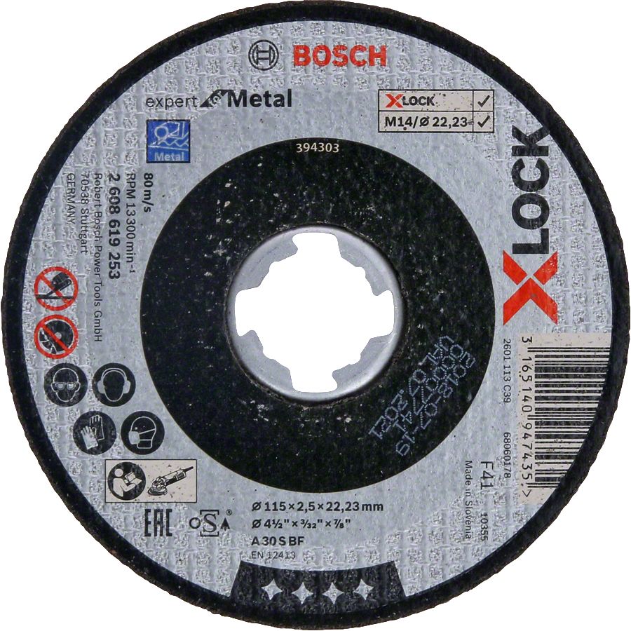 Bosch - X-LOCK - 115*2,5 mm Expert Serisi Düz Metal Kesme Diski (Taş) 2608619253