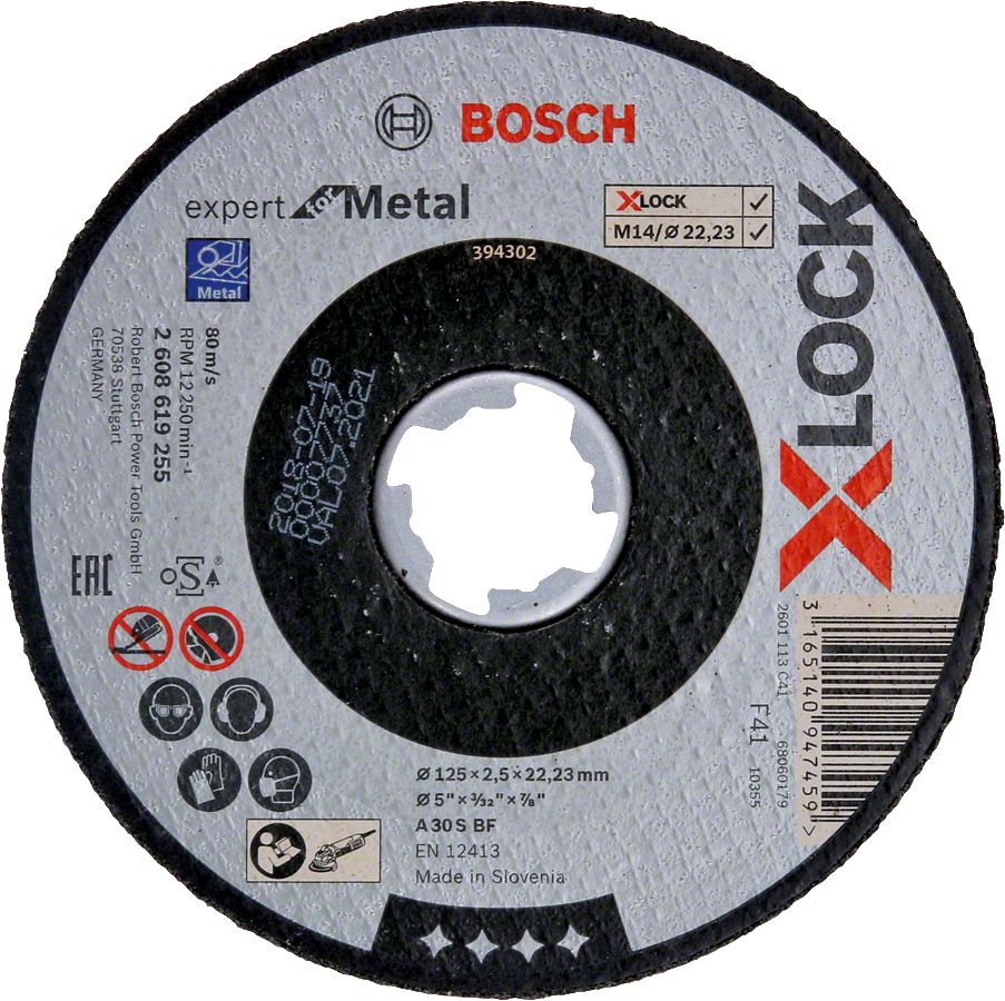 Bosch - X-LOCK - 125*2,5 mm Expert Serisi Düz Metal Kesme Diski (Taş) 2608619255