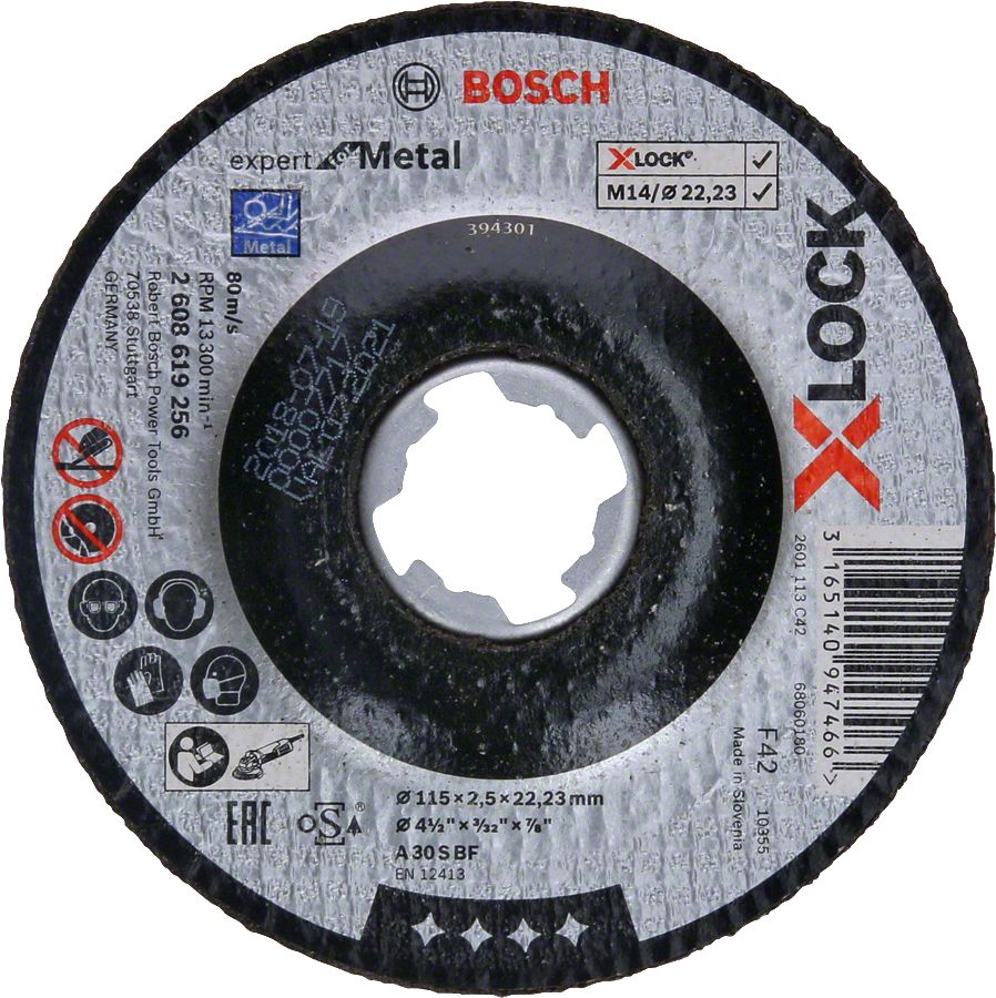 Bosch - X-LOCK - 115*2,5 mm Expert Serisi Bombeli Metal Kesme Diski (Taş) 2608619256