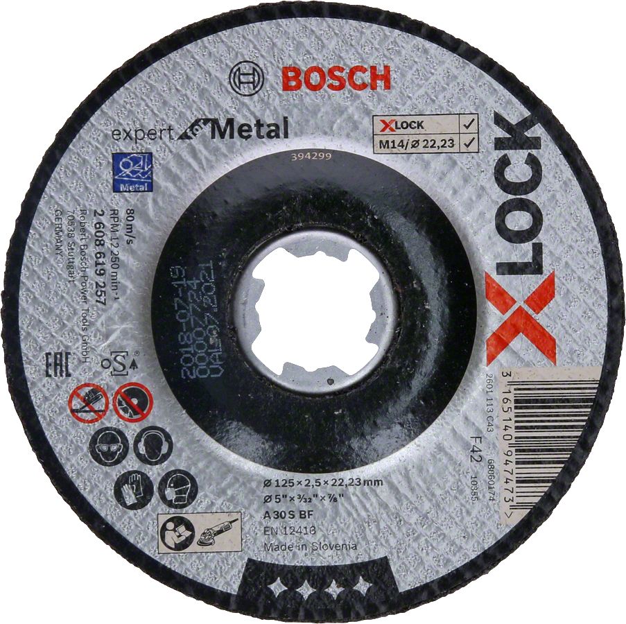 Bosch - X-LOCK - 125*2,5 mm Expert Serisi Bombeli Metal Kesme Diski (Taş) 2608619257
