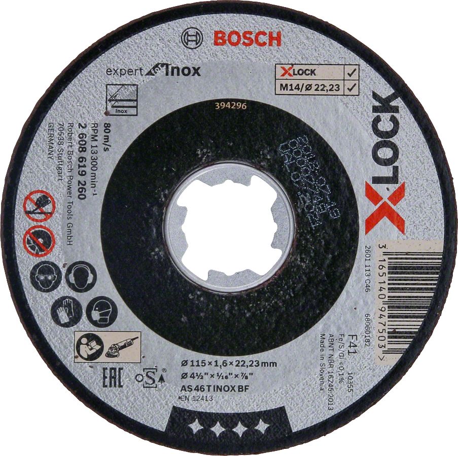 Bosch - X-LOCK - 115*1,6 mm Expert Serisi Düz Inox (Paslanmaz Çelik) Kesme Diski (Taş) 2608619260