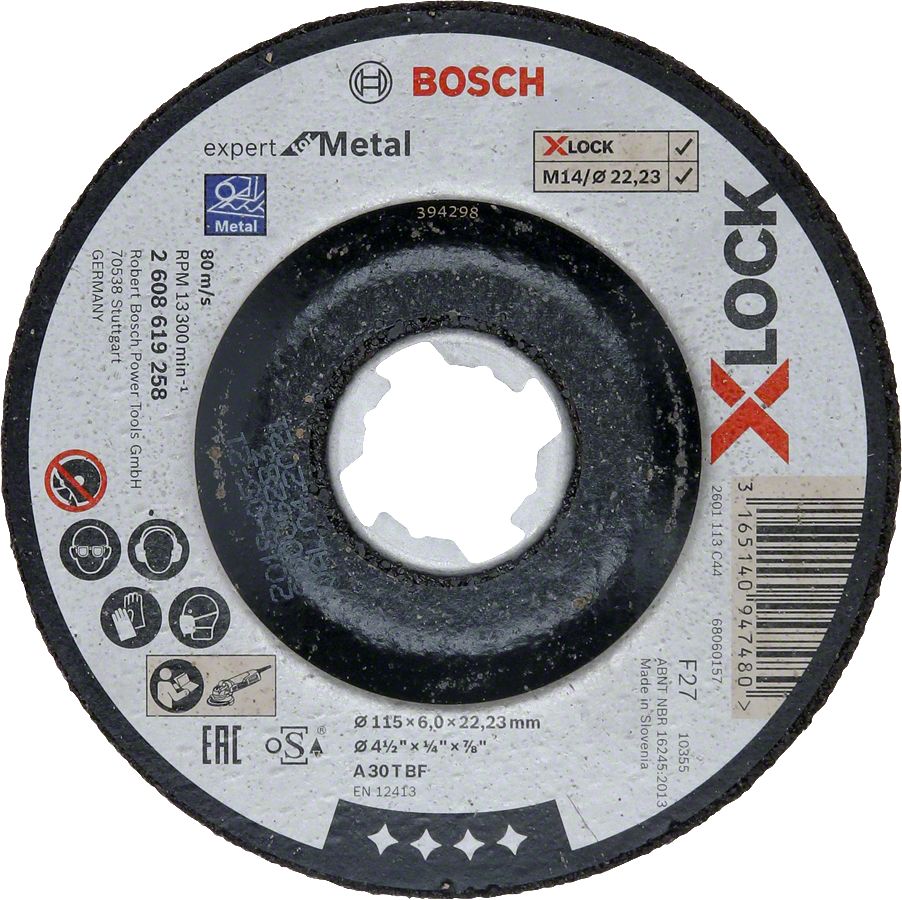 Bosch - X-LOCK - 115*6,0 mm Expert Serisi Bombeli Metal Taşlama Diski (Taş) 2608619258