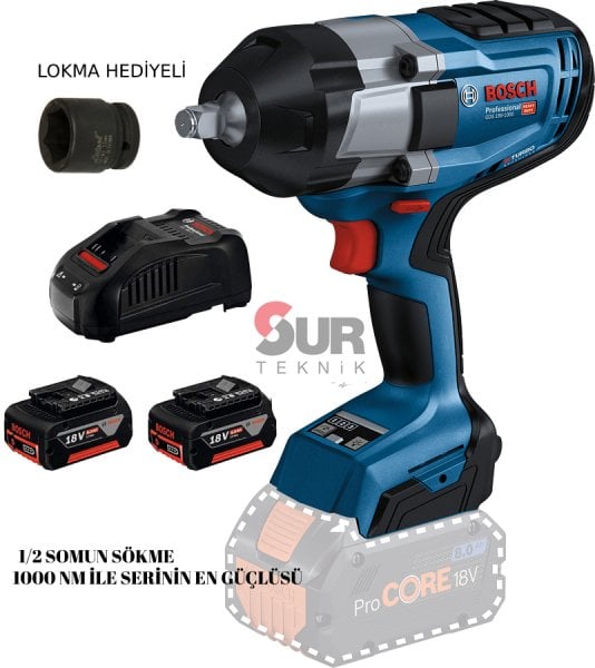 Bosch Professional GDS 18V-1000 Çift Akülü Darbeli Somun Sıkma Makinesi