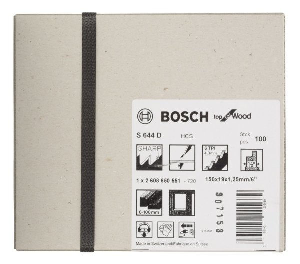 Bosch - Top Serisi Ahşap için Panter Testere Bıçağı S 644 D - 100'lü 2608650551