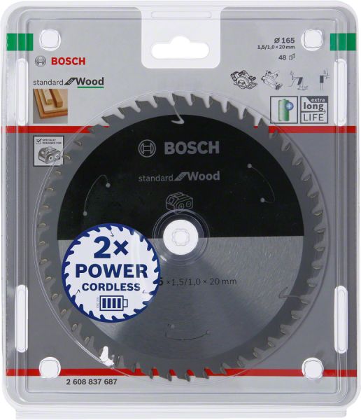 Bosch - Standard for Serisi Ahşap için Akülü Daire Testere Bıçağı 165*20 mm 48 Diş 2608837687